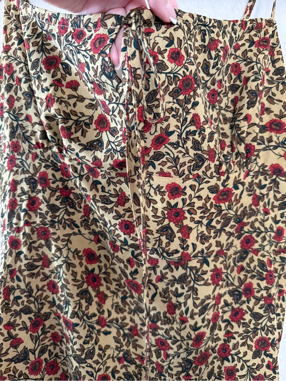 NWT Floral Slip Midi Dress in Green and Red (m) - Picture 6 of 7